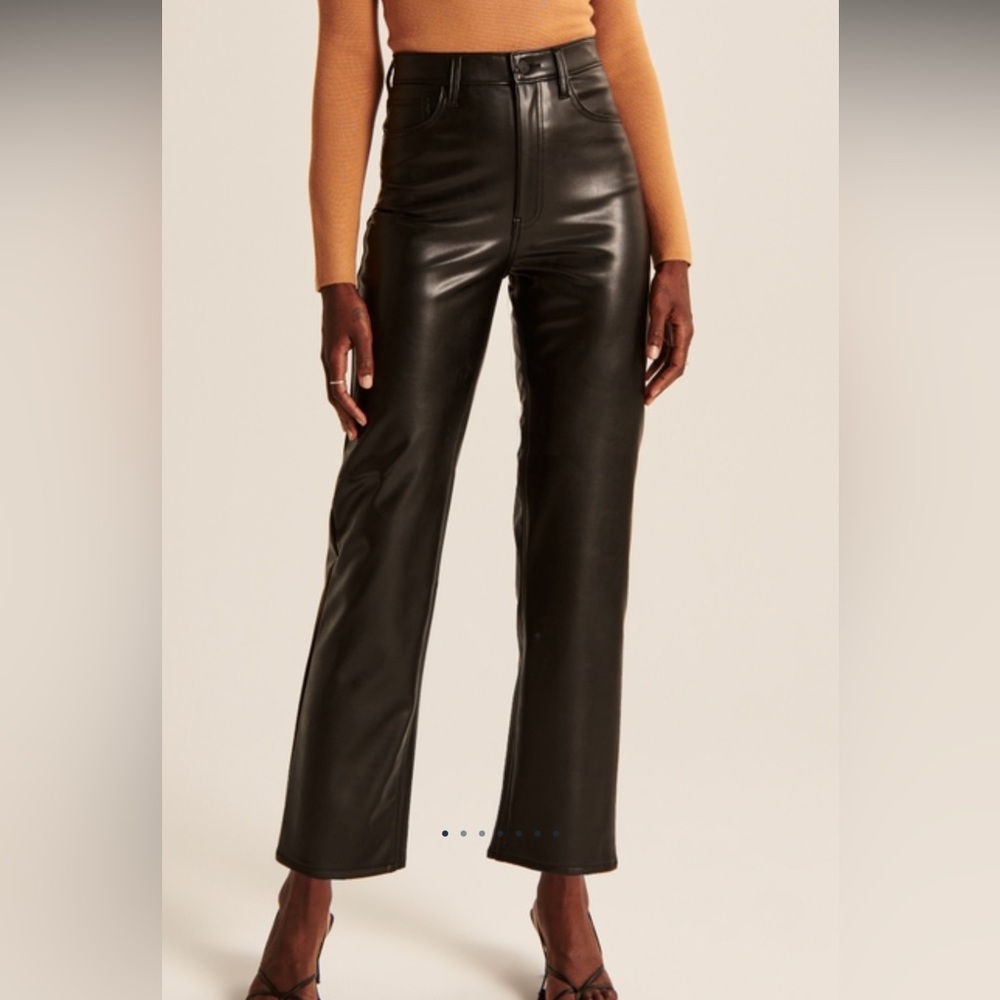 Vegan Leather Ankle Straight Pant - Ultra High Rise